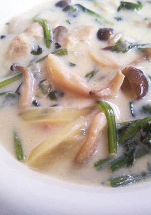簡単！鶏肉ときのこと野菜の豆乳スープ-レシピのメイン写真