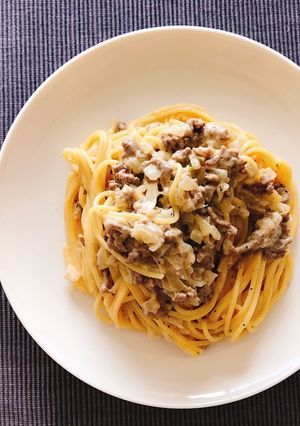 味噌でコクを出す！ひき肉のクリームパスタ-レシピのメイン写真