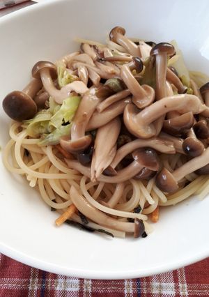 しめじとキャベツのお茶漬けパスタ-レシピのメイン写真