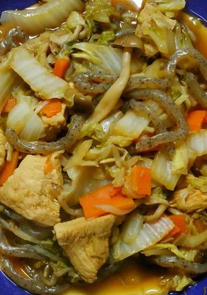 ヘルシー❀白菜と蒟蒻 鶏肉のソース炒め♪-レシピのメイン写真