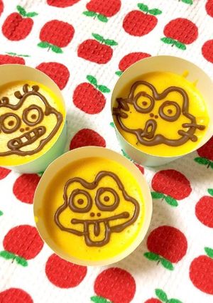 材料3つ！簡単！お絵かき南瓜プリン♪-レシピのメイン写真
