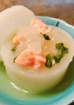 大根と鮭の印ろう蒸し 料亭の味を目指して-レシピのメイン写真