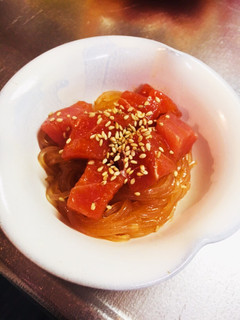 超簡単!マグロと葛きりのキムチ和え。-レシピのメイン写真
