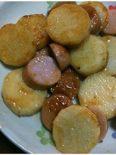簡単!長芋とソーセージ(おさかな)の炒め-レシピのメイン写真
