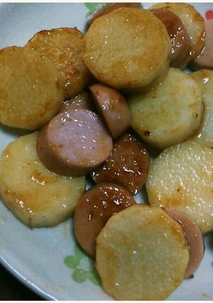 簡単！長芋とソーセージ(おさかな)の炒め-レシピのメイン写真