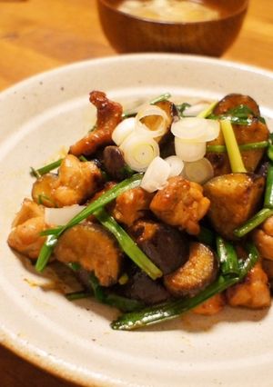 ピリうま☆鶏モモと茄子の甘辛味噌炒め-レシピのメイン写真