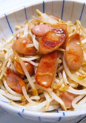 簡単あと１品☆もやしウインナー鶏ガラ炒め-レシピのメイン写真