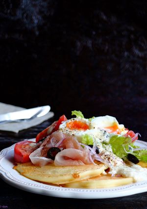 満足オシャ飯☆サラダオープンパンケーキ！-レシピのメイン写真