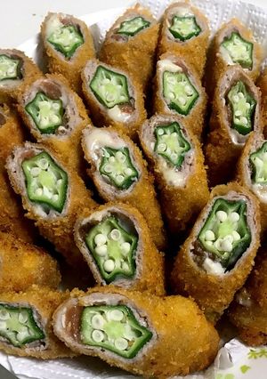 オクラの梅チーズ豚肉巻きフライ-レシピのメイン写真