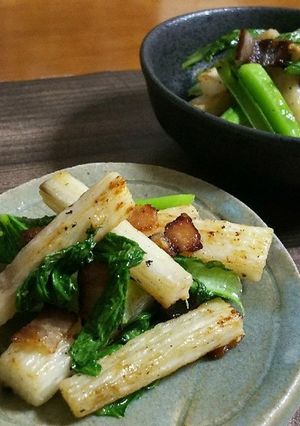 山芋と小松菜のペペロンチーノ風♪-レシピのメイン写真