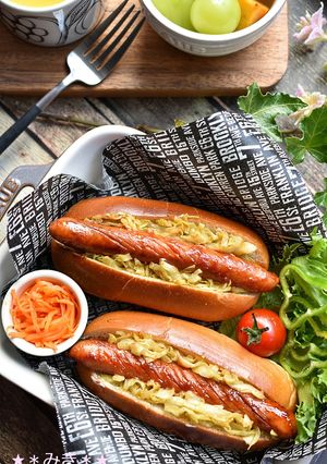 キャベツのカレー炒めのホットドッグ-レシピのメイン写真