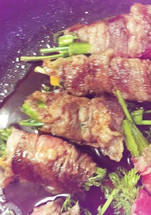 四角豆と人参の葉っぱの牛肉巻き-レシピのメイン写真