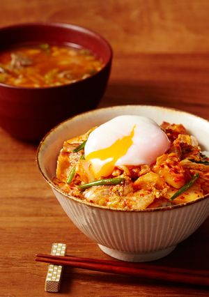 温玉豚キムチ丼-レシピのメイン写真
