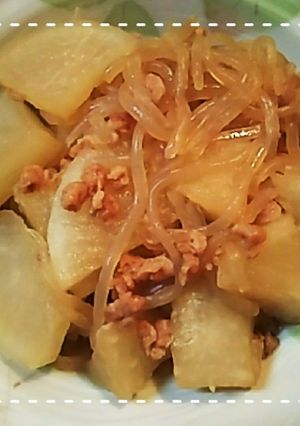 レンジで時短!挽肉と大根のしょうが醤油煮-レシピのメイン写真