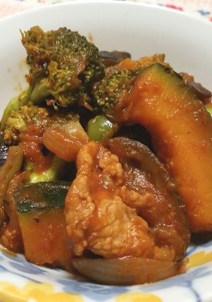 【こってり！】秋野菜のにんにくトマト炒め-レシピのメイン写真