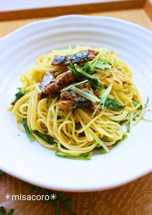 mさんま缶と水菜のパスタ-レシピのメイン写真