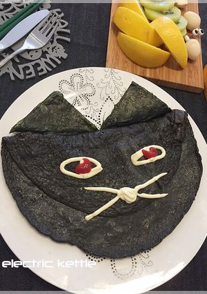 簡単！お豆腐で黒猫オムレツ【ハロウィン】-レシピのメイン写真