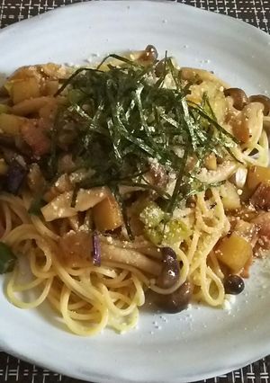 茸と秋野菜の和風クリームパスタ-レシピのメイン写真