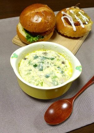 レンジで簡単！小松菜のチーズスープ-レシピのメイン写真