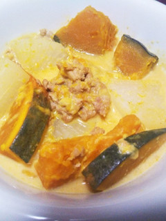 肉味噌豆乳でかぼちゃと大根のうまホカ煮-レシピのメイン写真