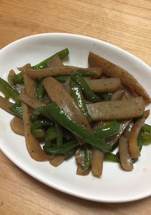 弁当の副菜、つまみに！こんにゃくピーマン-レシピのメイン写真