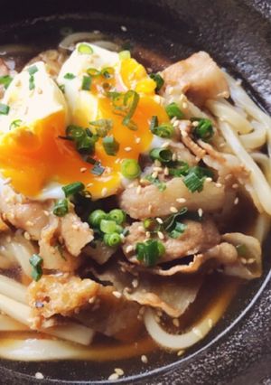 やみつき甘辛豚きつねうどん-レシピのメイン写真