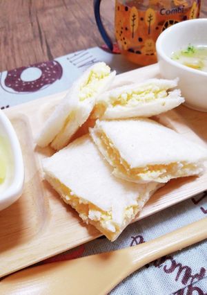 離乳食朝ごはん☆卵とチーズのサンドイッチ-レシピのメイン写真
