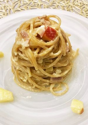 子供に人気のりんごの豆乳クリームパスタ-レシピのメイン写真