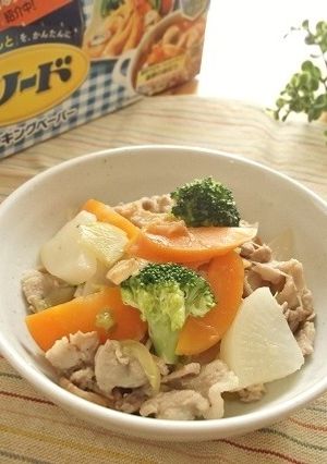ニンニク風味　たっぷり根菜と豚肉の炒め煮-レシピのメイン写真