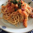大根とベーコンのトマトソースパスタ