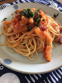大根とベーコンのトマトソースパスタ-レシピのメイン写真