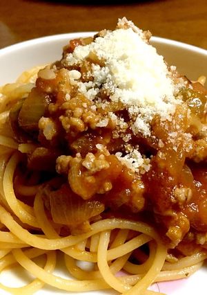 ヘチマのミートソースパスタ-レシピのメイン写真