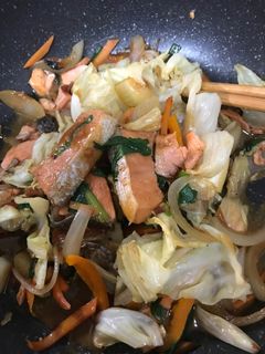 鮭と野菜の味噌炒め-レシピのメイン写真