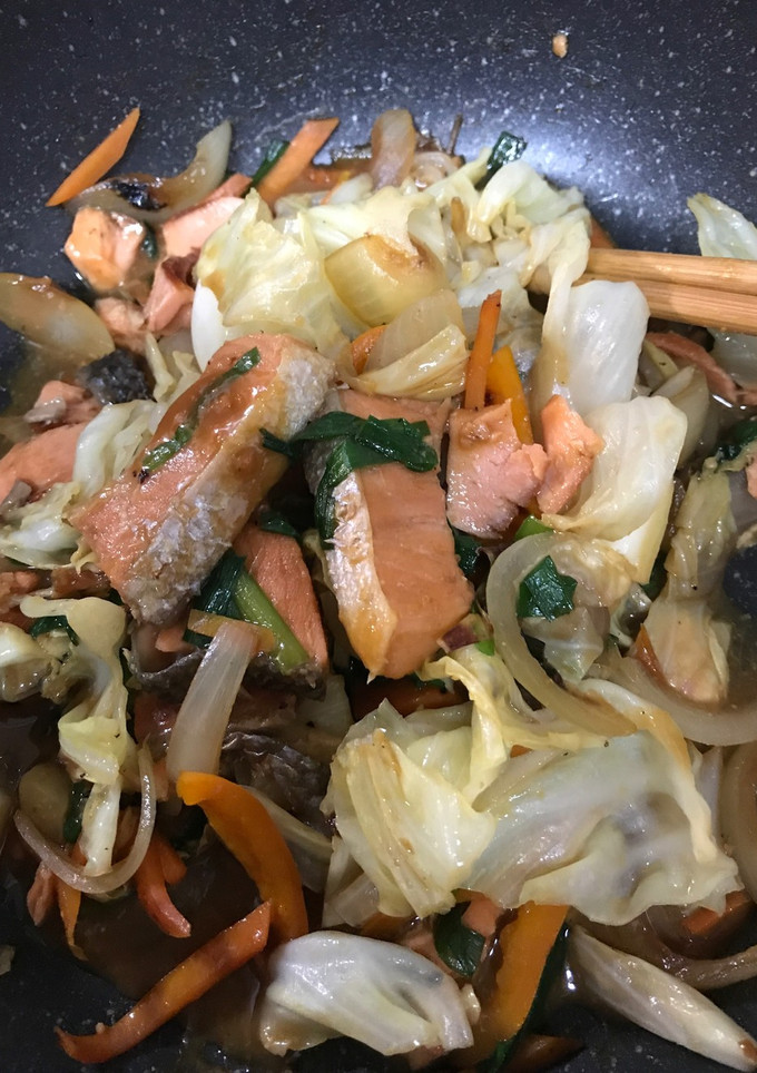 鮭と野菜の味噌炒め-レシピのメイン写真