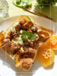 金時豆×南瓜のおやつトースト-レシピのメイン写真