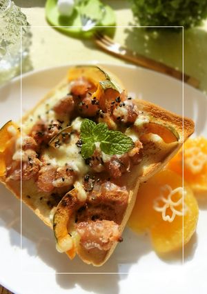 金時豆×南瓜のおやつトースト-レシピのメイン写真