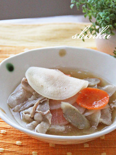 豚バラ肉とスライス大根・ごぼう・人参煮-レシピのメイン写真