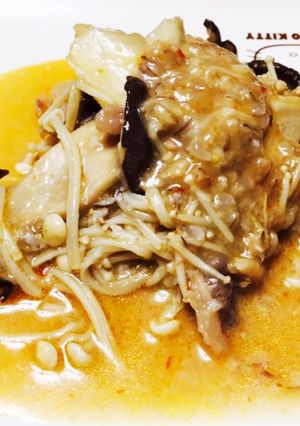 レンジで☆きのこと豚肉のピリ辛肉味噌蒸し-レシピのメイン写真