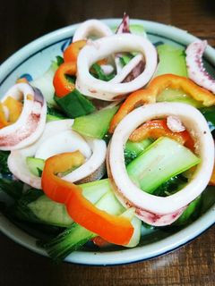チンゲン菜とイカの炒め物-レシピのメイン写真