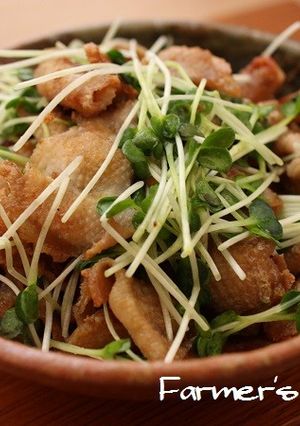 かいわれだいこんと鶏皮の塩レモン和え-レシピのメイン写真