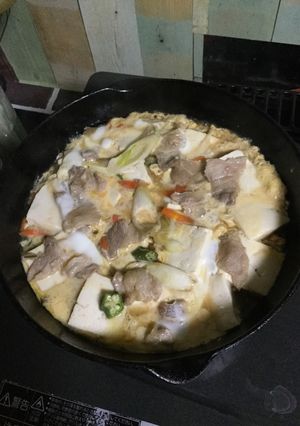 彩り野菜と豚肉と豆腐の卵とじ-レシピのメイン写真