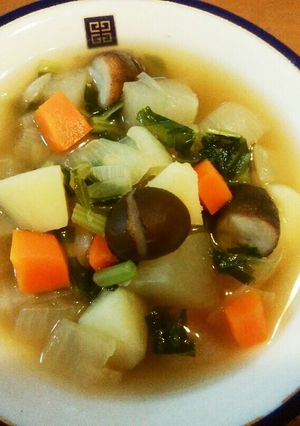まるしいたけと色々野菜の具だくさんスープ-レシピのメイン写真