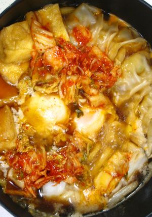 お子様もOK☆卵と餃子入りキムチ鍋-レシピのメイン写真