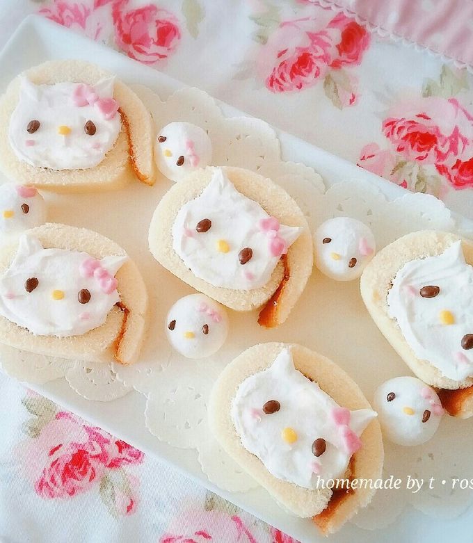 キティちゃんのケーキ ＊デコロールケーキ by t・rose 【クックパッド