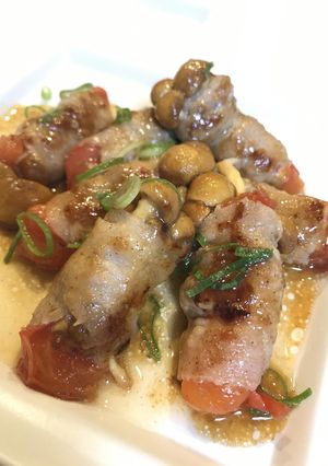簡単！さっぱり☆なめことトマトの肉巻き☆-レシピのメイン写真