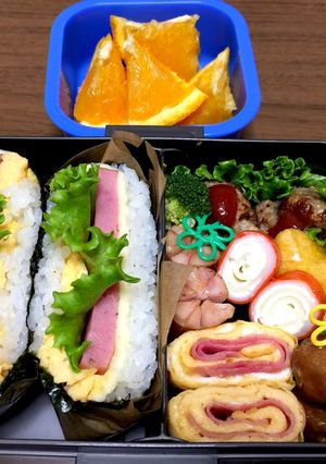 厚切りハムのおにぎらず弁当-レシピのメイン写真