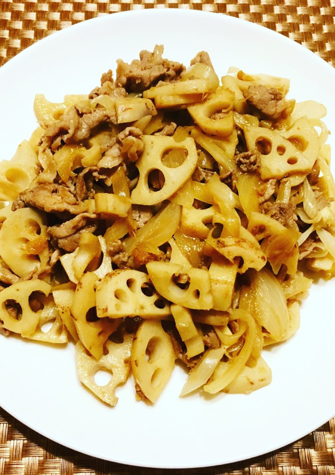 甘さ控えめ豚肉と蓮根の生姜焼き-レシピのメイン写真