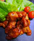 豚カツ肉DEケチャップまみれの竜田揚げ♪