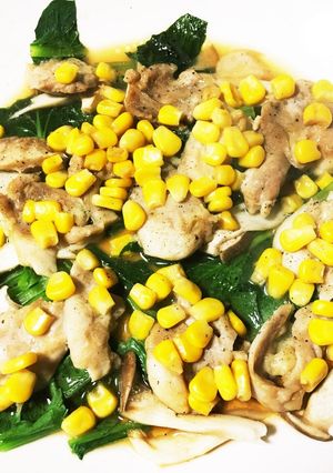 小松菜と鶏肉レンジ蒸し-レシピのメイン写真