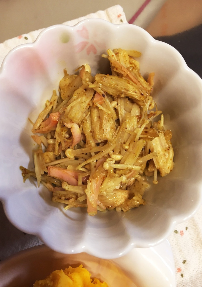 簡単 えのきとハムのマヨカレー炒め-レシピのメイン写真